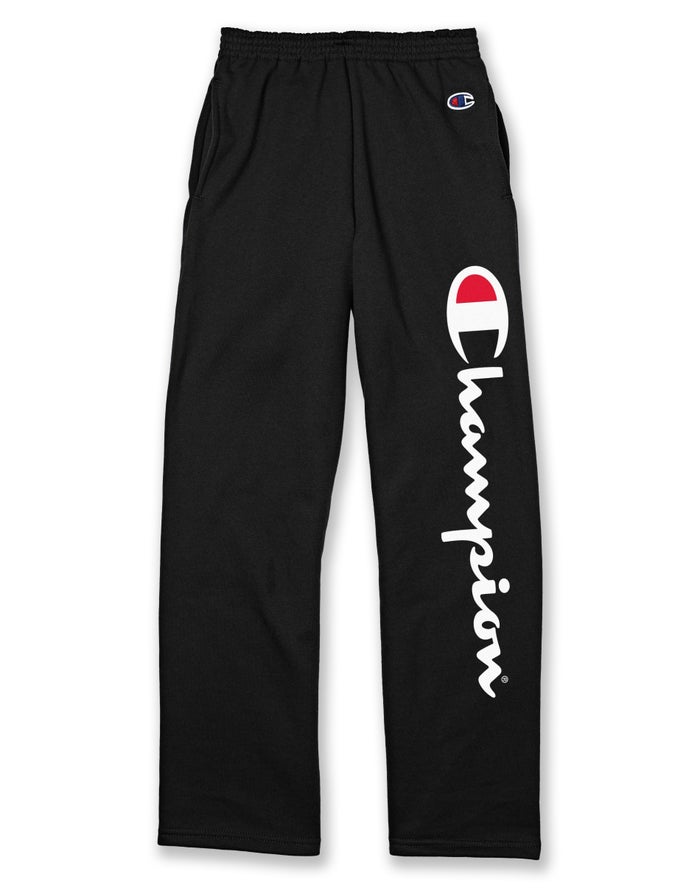 Champion Boys Sweatpants NZ - Double Dry® Fleece With Pockets Script Logo Black ( 4906-VOKPW )